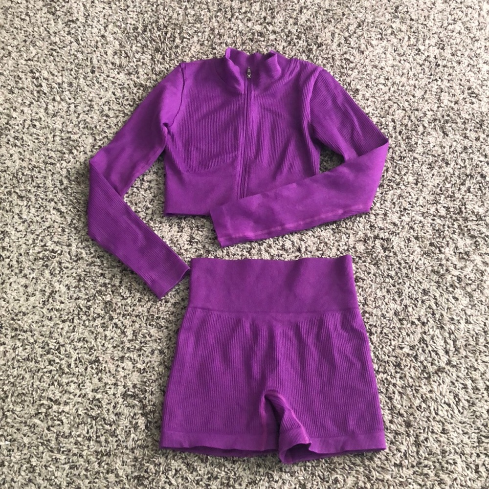 Athletic Shorts and Top Purple Unbranded